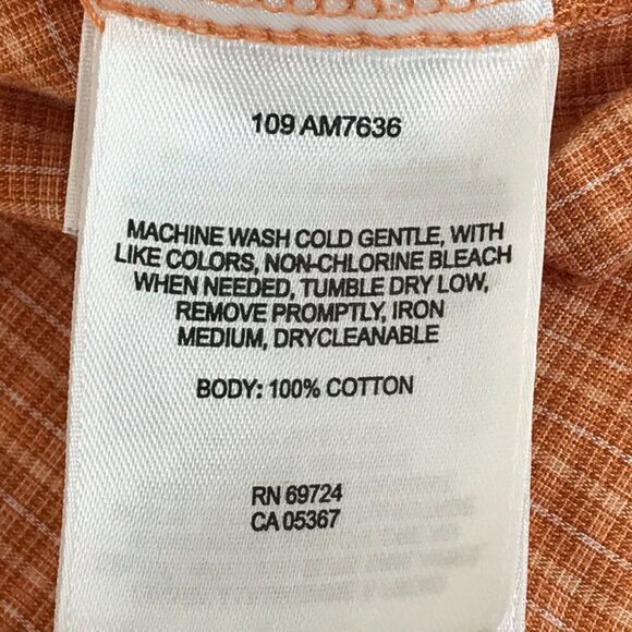 Columbia Casual Button Down Shirt Men's Medium Orange Plaid 100% Cotton Outdoor - Picture 11 of 11